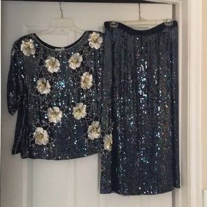 Two piece designer Top and Skirt